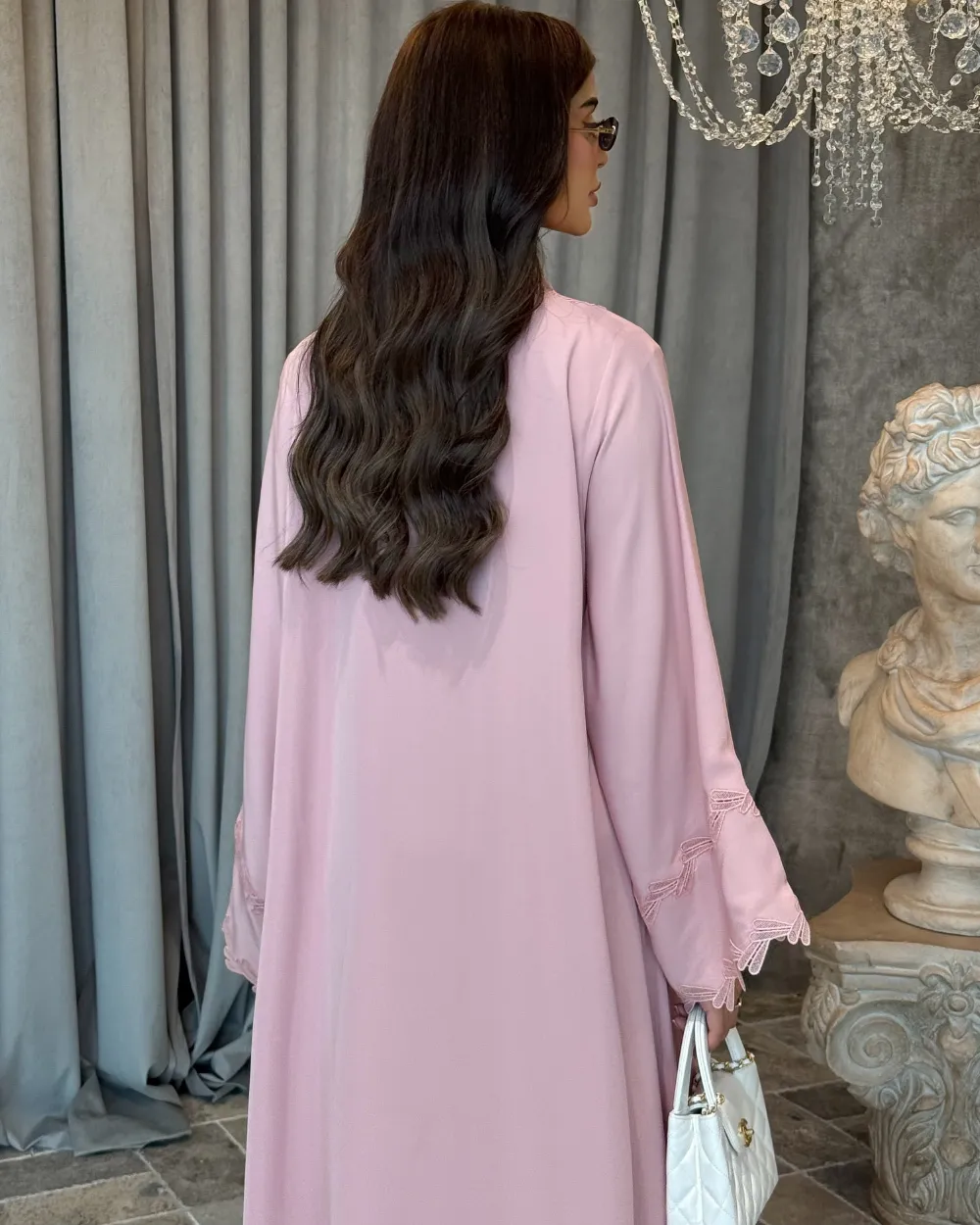Abayas - Abaya Ramadan Dubaï avec bordure en dentelle - Abaya modeste musulmane ouverte avec dentelle pour femmes